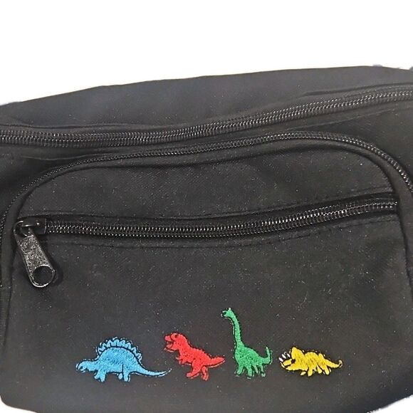 Dinosaur Embroidered Fanny Pack Adjustable Waist Belt 3 Zip Pockets - Picture 2 of 6